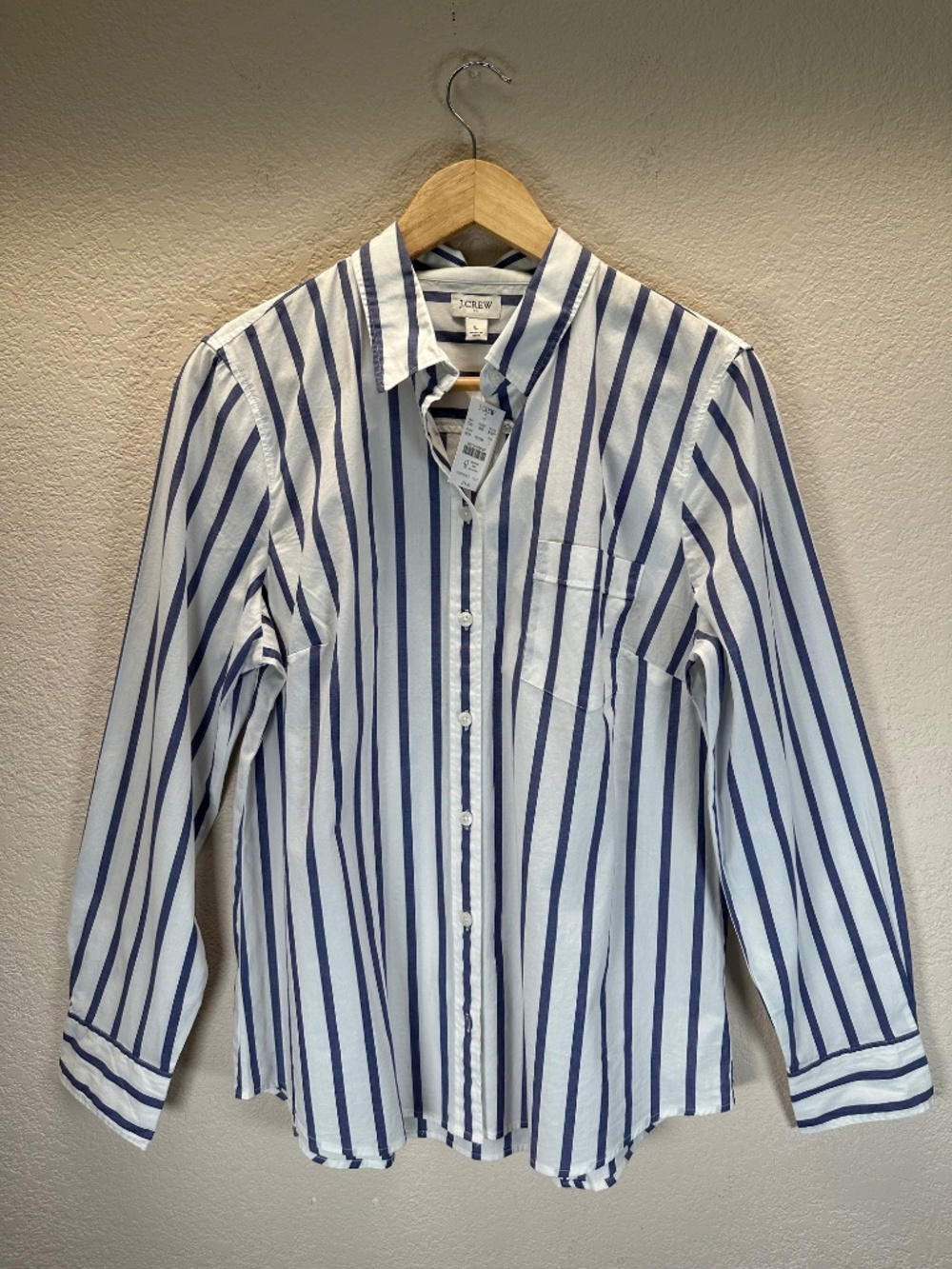 NEW J. Crew Factory Classic Bold Stripe Shirt Women's L Business Nautical 2024 - Picture 8 of 16